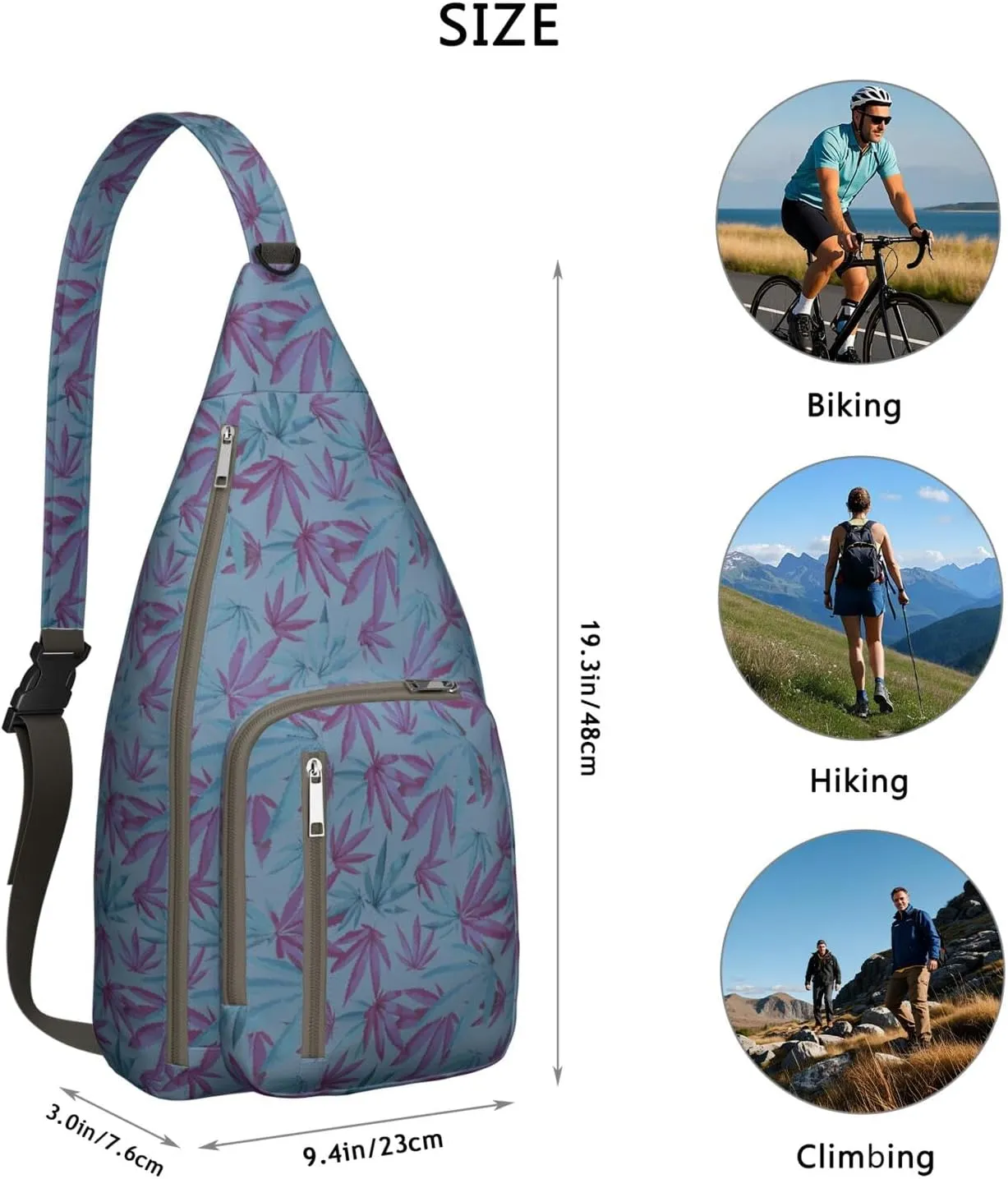 Shoulder Sling Crossbody Casual Chest Bag For Travel Sports Running,Backpack for Men & Women Lightweight Sports BagCrossbody Concealed Carry,Marijuana Leaf Shoulder Bag Waterproof Chest Bag