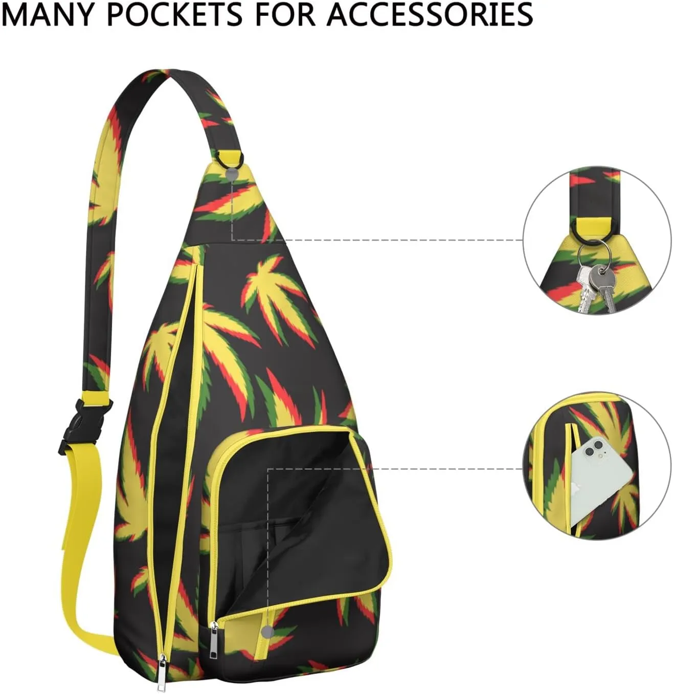Shoulder Sling Crossbody Casual Chest Bag For Travel Sports Running,Backpack for Men & Women Lightweight Sports BagCrossbody Concealed Carry,Marijuana Leaf Shoulder Bag Waterproof Chest Bag