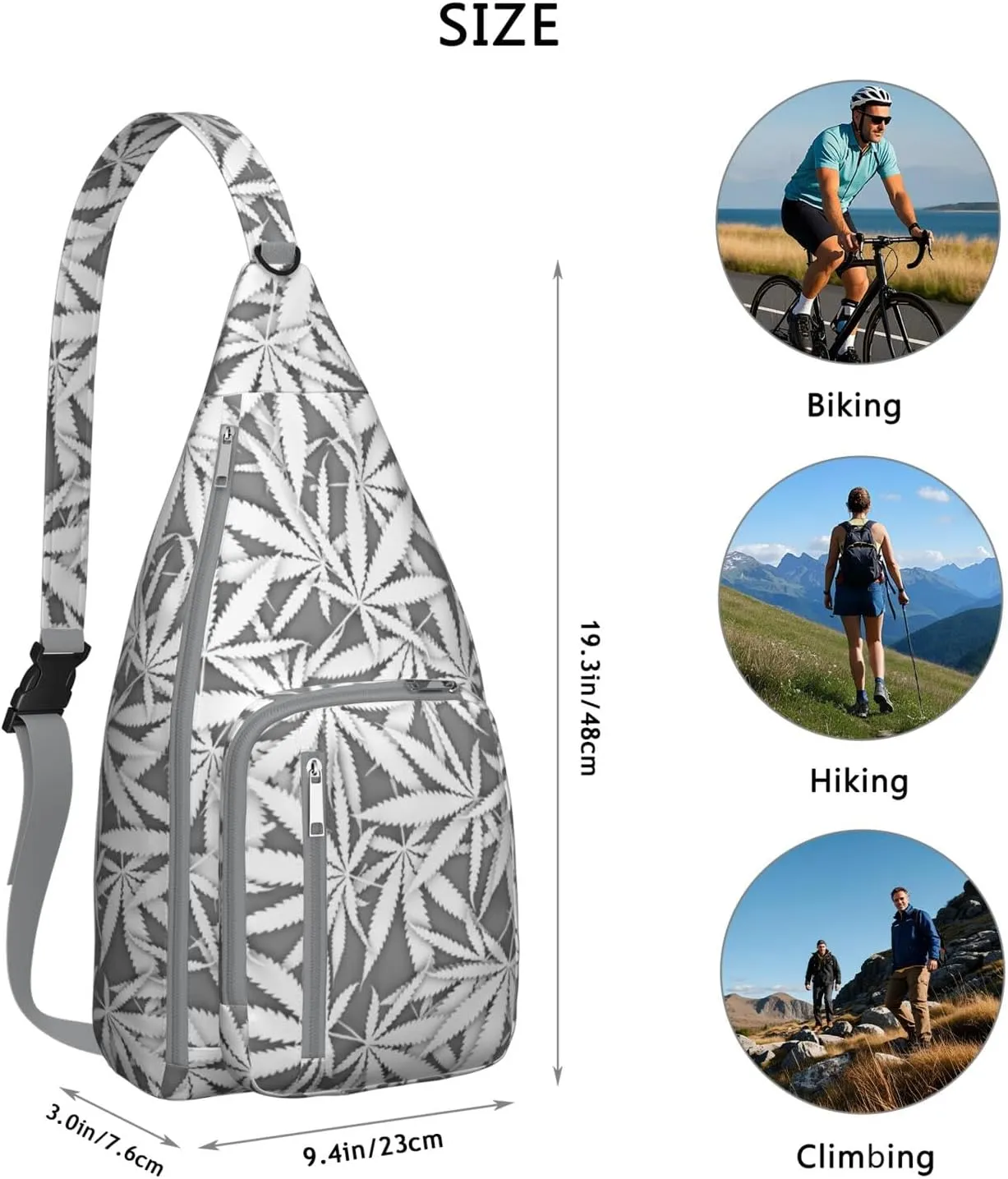 Shoulder Sling Crossbody Casual Chest Bag For Travel Sports Running,Backpack for Men & Women Lightweight Sports BagCrossbody Concealed Carry,Marijuana Leaf Shoulder Bag Waterproof Chest Bag