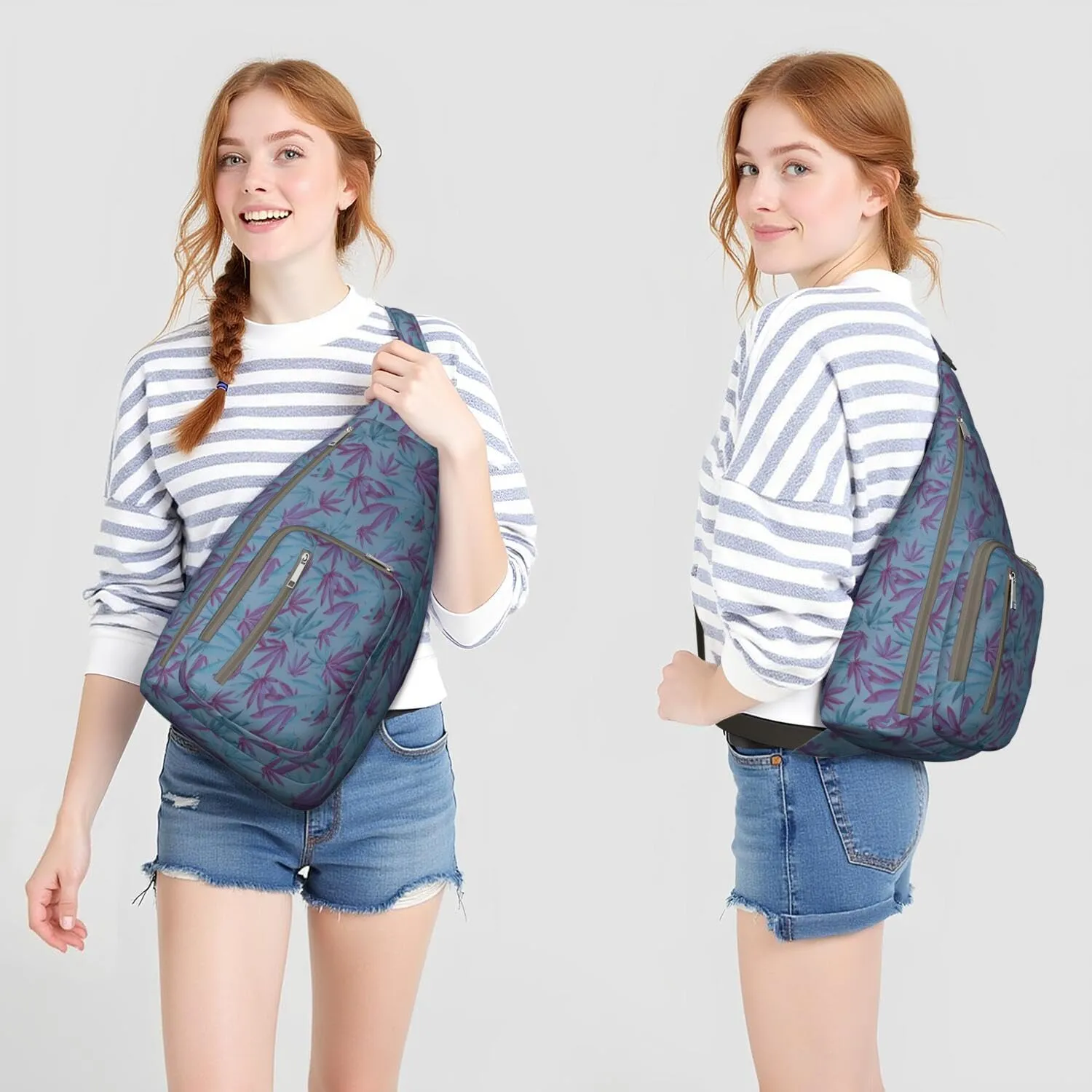 Shoulder Sling Crossbody Casual Chest Bag For Travel Sports Running,Backpack for Men & Women Lightweight Sports BagCrossbody Concealed Carry,Marijuana Leaf Shoulder Bag Waterproof Chest Bag
