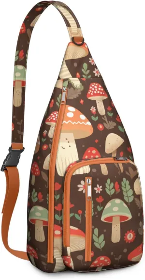 Shoulder Sling Crossbody Casual Chest Bag For Travel Sports Running,Backpack for Men & Women Lightweight Sports BagCrossbody Concealed Carry,Mushroom Shoulder Bag Waterproof Chest Bag