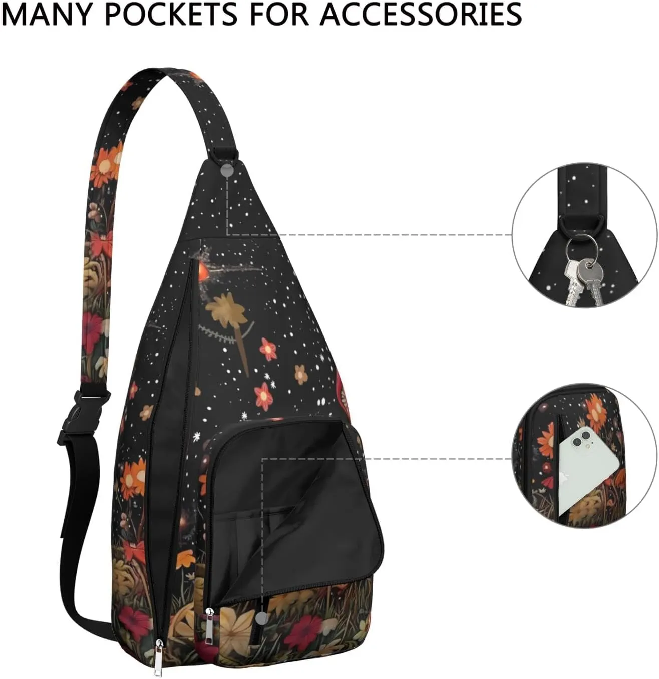 Shoulder Sling Crossbody Casual Chest Bag For Travel Sports Running,Backpack for Men & Women Lightweight Sports BagCrossbody Concealed Carry,Mushroom Shoulder Bag Waterproof Chest Bag