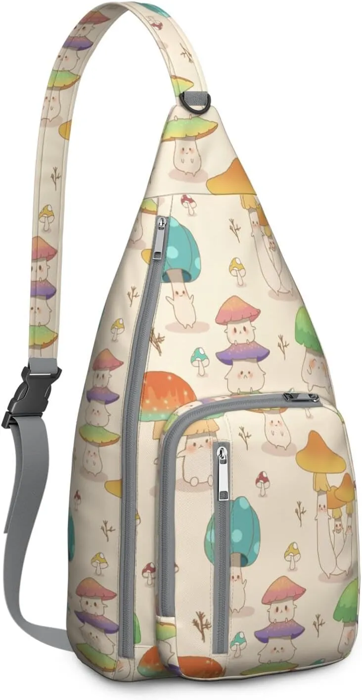 Shoulder Sling Crossbody Casual Chest Bag For Travel Sports Running,Backpack for Men & Women Lightweight Sports BagCrossbody Concealed Carry,Mushroom Shoulder Bag Waterproof Chest Bag