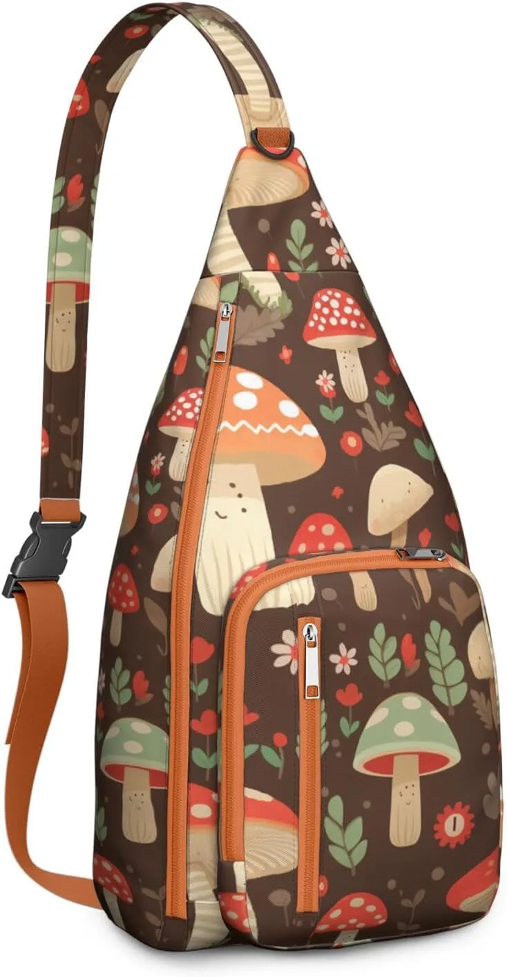 Shoulder Sling Crossbody Casual Chest Bag For Travel Sports Running,Backpack for Men & Women Lightweight Sports BagCrossbody Concealed Carry,Mushroom Shoulder Bag Waterproof Chest Bag