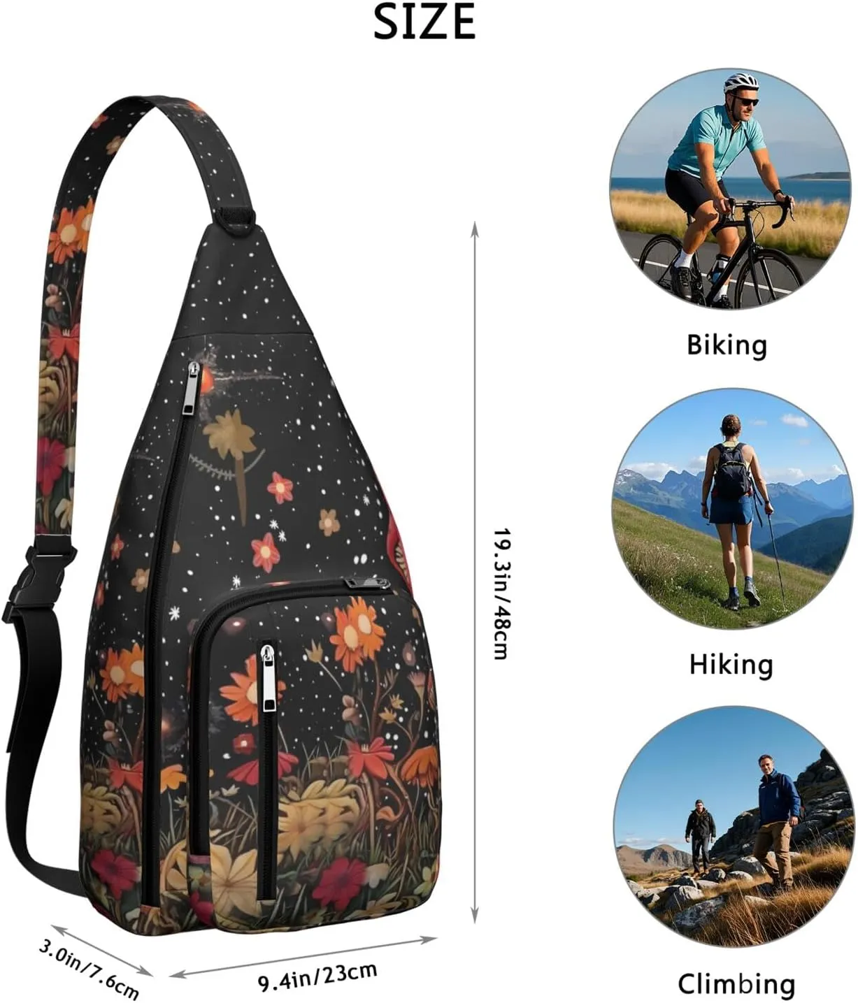 Shoulder Sling Crossbody Casual Chest Bag For Travel Sports Running,Backpack for Men & Women Lightweight Sports BagCrossbody Concealed Carry,Mushroom Shoulder Bag Waterproof Chest Bag