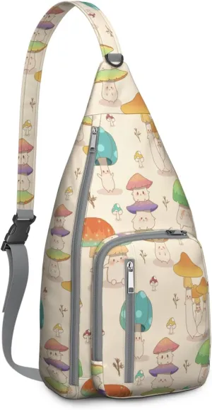 Shoulder Sling Crossbody Casual Chest Bag For Travel Sports Running,Backpack for Men & Women Lightweight Sports BagCrossbody Concealed Carry,Mushroom Shoulder Bag Waterproof Chest Bag