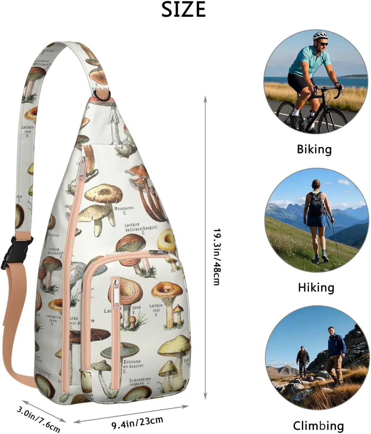 Shoulder Sling Crossbody Casual Chest Bag For Travel Sports Running,Backpack for Men & Women Lightweight Sports BagCrossbody Concealed Carry,Mushroom Shoulder Bag Waterproof Chest Bag