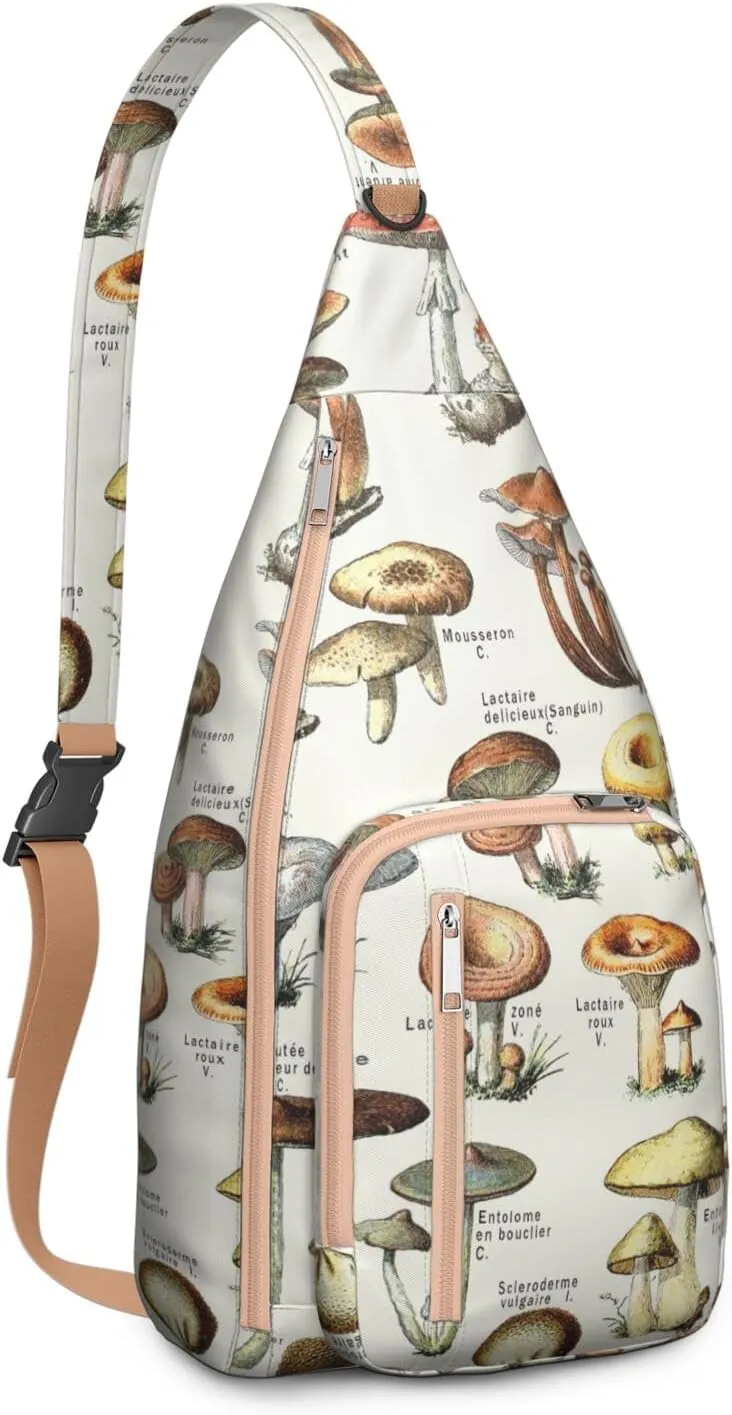 Shoulder Sling Crossbody Casual Chest Bag For Travel Sports Running,Backpack for Men & Women Lightweight Sports BagCrossbody Concealed Carry,Mushroom Shoulder Bag Waterproof Chest Bag