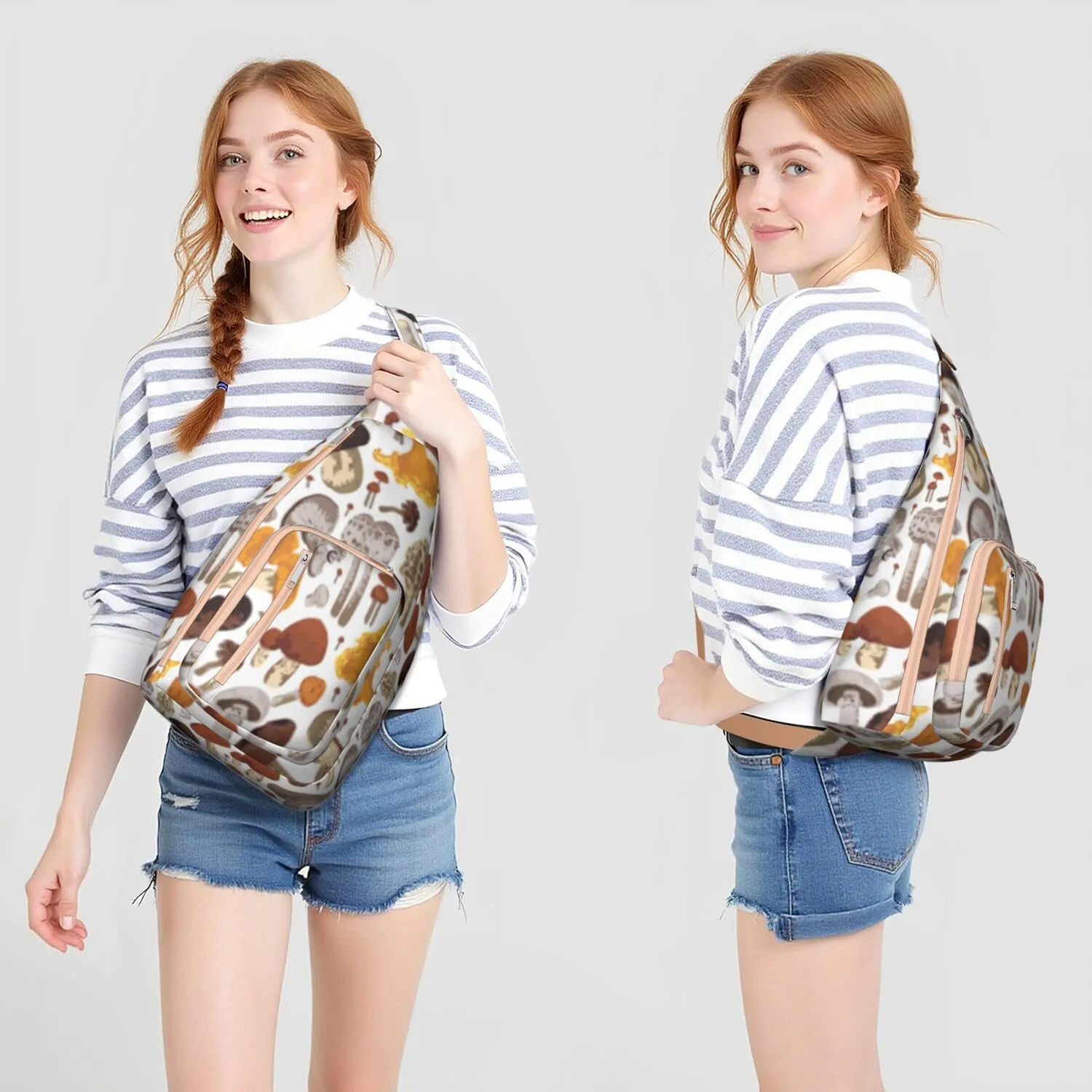 Shoulder Sling Crossbody Casual Chest Bag For Travel Sports Running,Backpack for Men & Women Lightweight Sports BagCrossbody Concealed Carry,Mushroom Shoulder Bag Waterproof Chest Bag