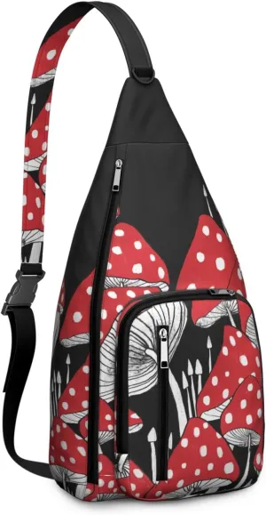 Shoulder Sling Crossbody Casual Chest Bag For Travel Sports Running,Backpack for Men & Women Lightweight Sports BagCrossbody Concealed Carry,Mushroom Shoulder Bag Waterproof Chest Bag