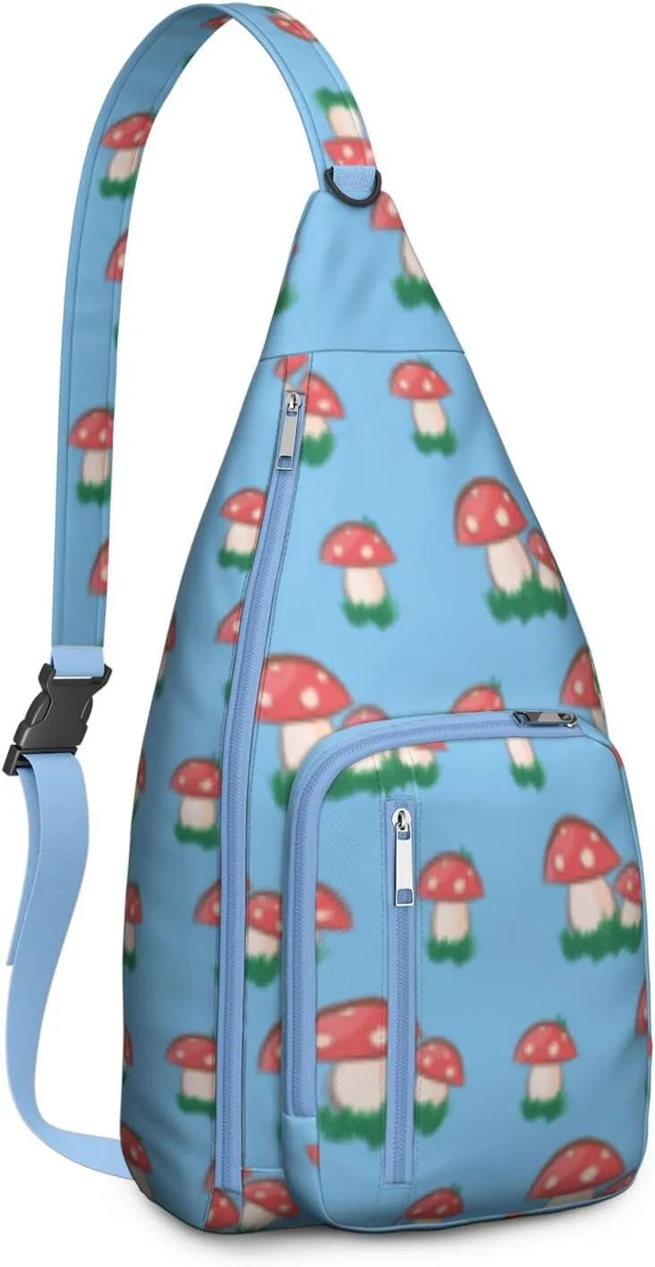 Shoulder Sling Crossbody Casual Chest Bag For Travel Sports Running,Backpack for Men & Women Lightweight Sports BagCrossbody Concealed Carry,Mushroom Shoulder Bag Waterproof Chest Bag