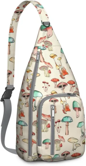 Shoulder Sling Crossbody Casual Chest Bag For Travel Sports Running,Backpack for Men & Women Lightweight Sports BagCrossbody Concealed Carry,Mushroom Shoulder Bag Waterproof Chest Bag