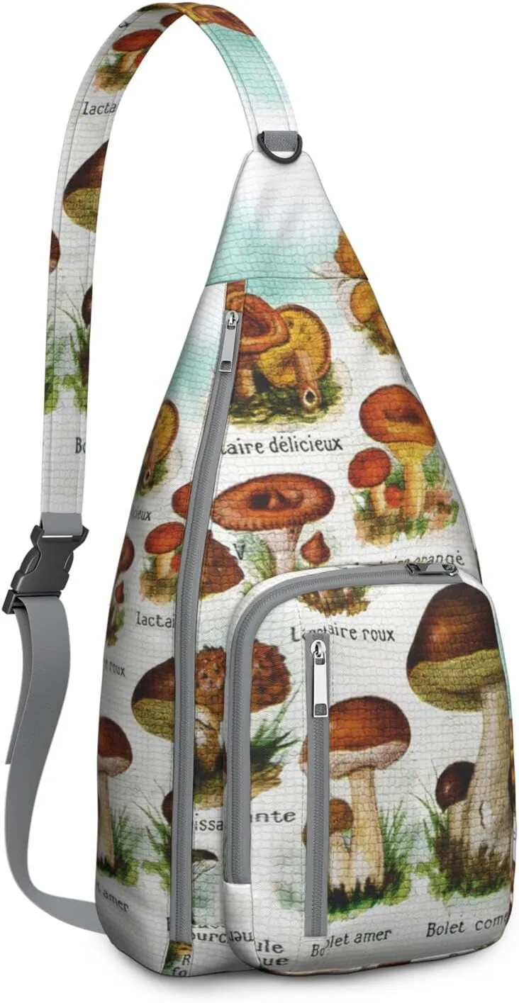 Shoulder Sling Crossbody Casual Chest Bag For Travel Sports Running,Backpack for Men & Women Lightweight Sports BagCrossbody Concealed Carry,Mushroom Shoulder Bag Waterproof Chest Bag
