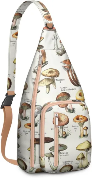 Shoulder Sling Crossbody Casual Chest Bag For Travel Sports Running,Backpack for Men & Women Lightweight Sports BagCrossbody Concealed Carry,Mushroom Shoulder Bag Waterproof Chest Bag