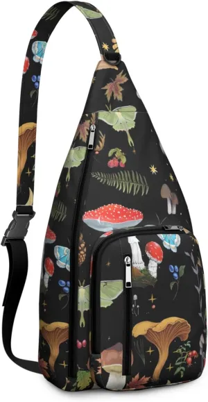 Shoulder Sling Crossbody Casual Chest Bag For Travel Sports Running,Backpack for Men & Women Lightweight Sports BagCrossbody Concealed Carry,Mushroom Shoulder Bag Waterproof Chest Bag
