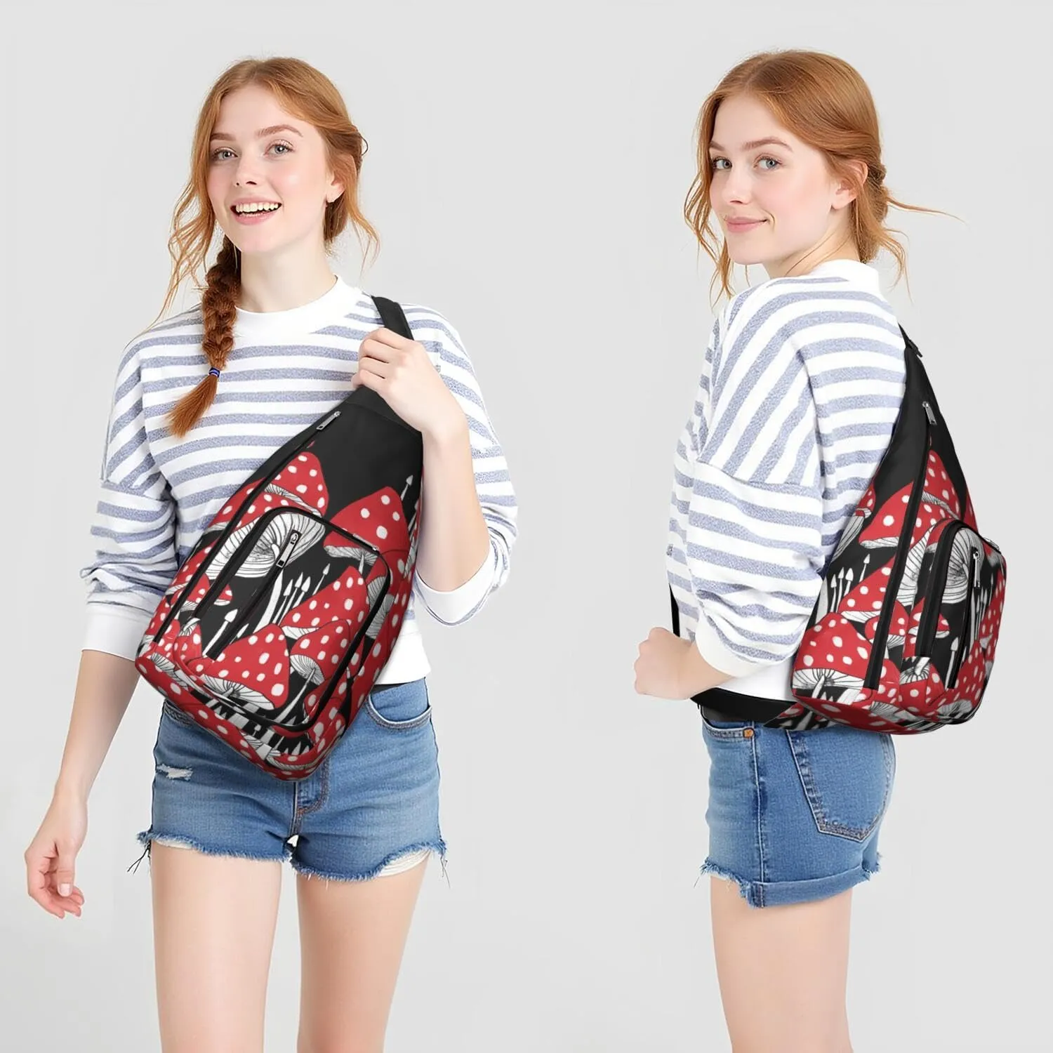 Shoulder Sling Crossbody Casual Chest Bag For Travel Sports Running,Backpack for Men & Women Lightweight Sports BagCrossbody Concealed Carry,Mushroom Shoulder Bag Waterproof Chest Bag