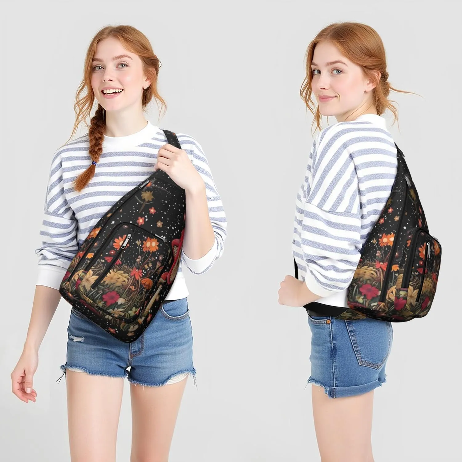 Shoulder Sling Crossbody Casual Chest Bag For Travel Sports Running,Backpack for Men & Women Lightweight Sports BagCrossbody Concealed Carry,Mushroom Shoulder Bag Waterproof Chest Bag