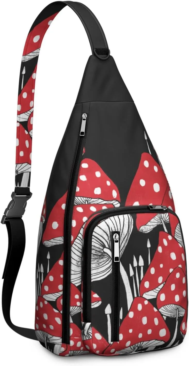 Shoulder Sling Crossbody Casual Chest Bag For Travel Sports Running,Backpack for Men & Women Lightweight Sports BagCrossbody Concealed Carry,Mushroom Shoulder Bag Waterproof Chest Bag