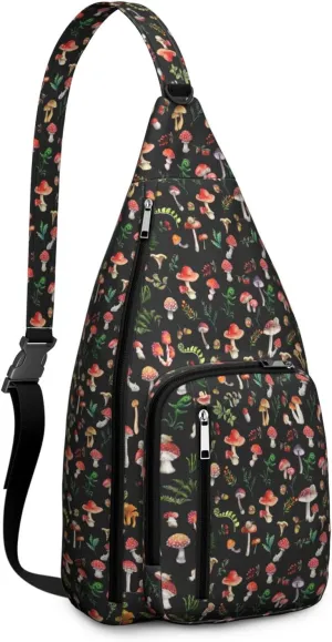 Shoulder Sling Crossbody Casual Chest Bag For Travel Sports Running,Backpack for Men & Women Lightweight Sports BagCrossbody Concealed Carry,Mushroom Shoulder Bag Waterproof Chest Bag