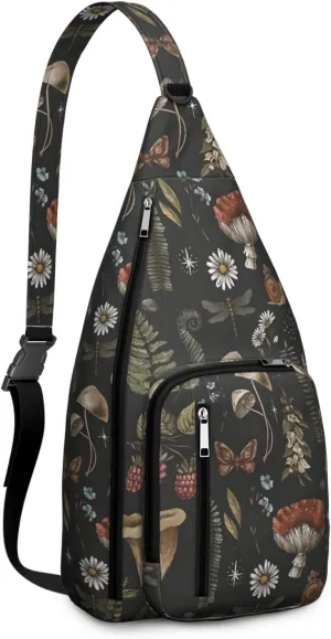 Shoulder Sling Crossbody Casual Chest Bag For Travel Sports Running,Backpack for Men & Women Lightweight Sports BagCrossbody Concealed Carry,Mushroom Shoulder Bag Waterproof Chest Bag
