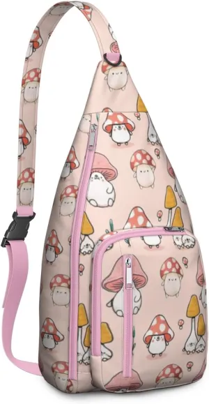 Shoulder Sling Crossbody Casual Chest Bag For Travel Sports Running,Backpack for Men & Women Lightweight Sports BagCrossbody Concealed Carry,Mushroom Shoulder Bag Waterproof Chest Bag