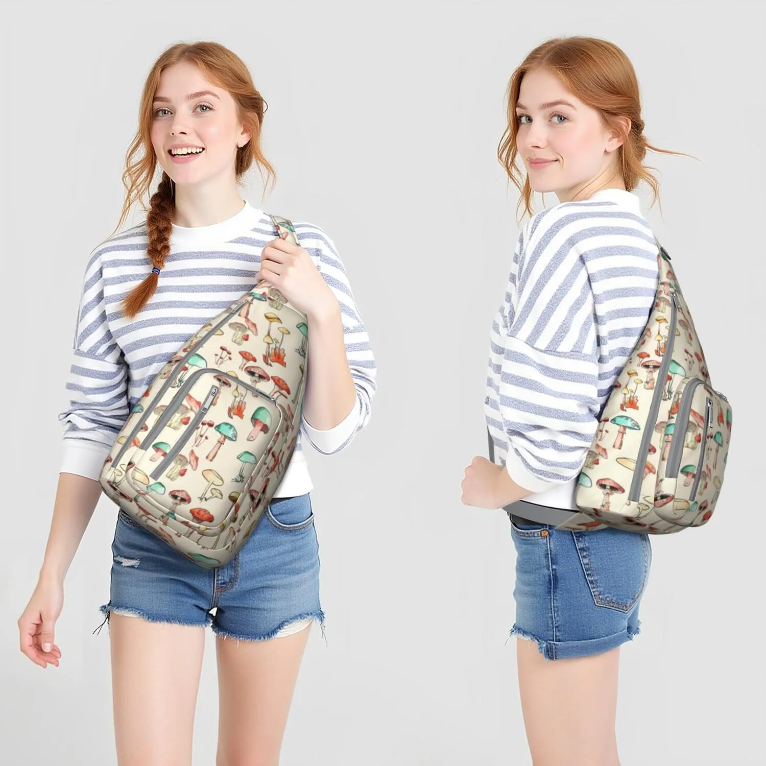 Shoulder Sling Crossbody Casual Chest Bag For Travel Sports Running,Backpack for Men & Women Lightweight Sports BagCrossbody Concealed Carry,Mushroom Shoulder Bag Waterproof Chest Bag