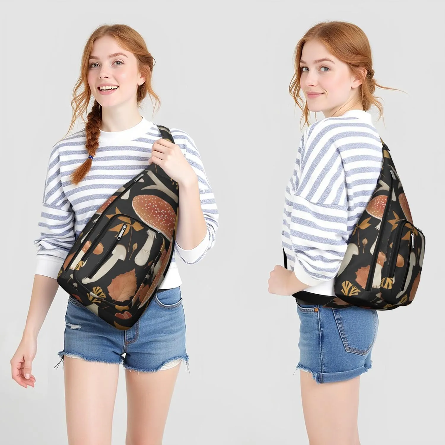 Shoulder Sling Crossbody Casual Chest Bag For Travel Sports Running,Backpack for Men & Women Lightweight Sports BagCrossbody Concealed Carry,Mushroom Shoulder Bag Waterproof Chest Bag