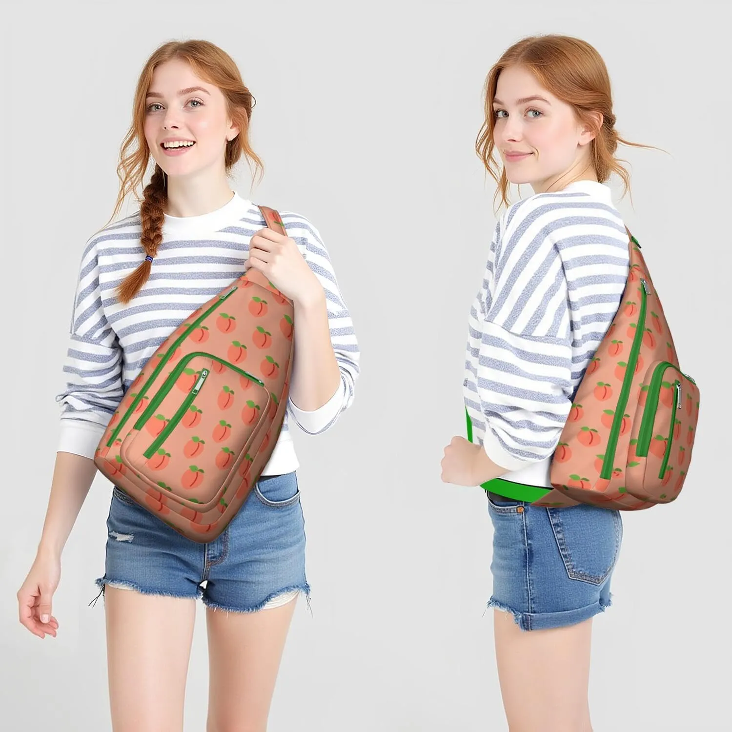 Shoulder Sling Crossbody Casual Chest Bag For Travel Sports Running,Backpack for Men & Women Lightweight Sports BagCrossbody Concealed Carry,Peach Shoulder Bag Waterproof Chest Bag