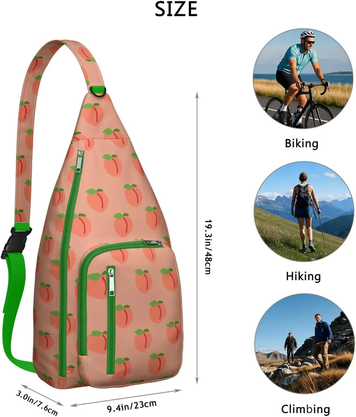 Shoulder Sling Crossbody Casual Chest Bag For Travel Sports Running,Backpack for Men & Women Lightweight Sports BagCrossbody Concealed Carry,Peach Shoulder Bag Waterproof Chest Bag