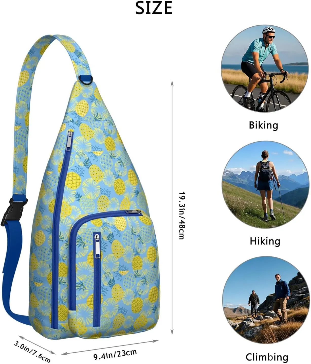Shoulder Sling Crossbody Casual Chest Bag For Travel Sports Running,Backpack for Men & Women Lightweight Sports BagCrossbody Concealed Carry,Pineapple Shoulder Bag Waterproof Chest Bag