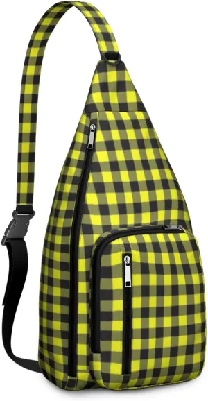 Shoulder Sling Crossbody Casual Chest Bag For Travel Sports Running,Backpack for Men & Women Lightweight Sports BagCrossbody Concealed Carry,Plaid Shoulder Bag Waterproof Chest Bag