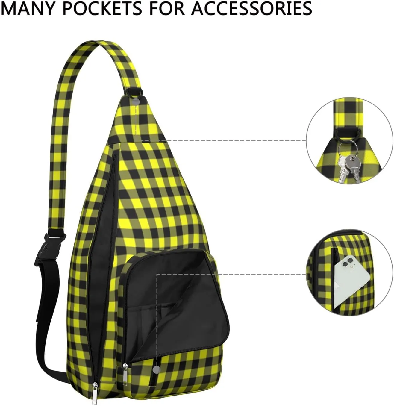 Shoulder Sling Crossbody Casual Chest Bag For Travel Sports Running,Backpack for Men & Women Lightweight Sports BagCrossbody Concealed Carry,Plaid Shoulder Bag Waterproof Chest Bag