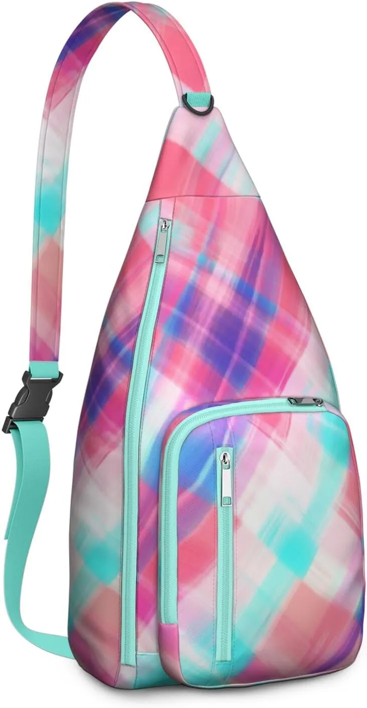 Shoulder Sling Crossbody Casual Chest Bag For Travel Sports Running,Backpack for Men & Women Lightweight Sports BagCrossbody Concealed Carry,Plaid Shoulder Bag Waterproof Chest Bag