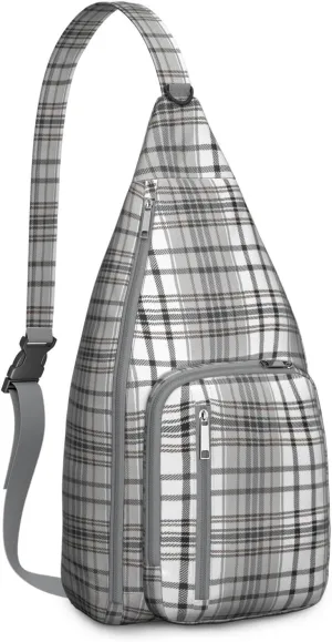 Shoulder Sling Crossbody Casual Chest Bag For Travel Sports Running,Backpack for Men & Women Lightweight Sports BagCrossbody Concealed Carry,Plaid Shoulder Bag Waterproof Chest Bag