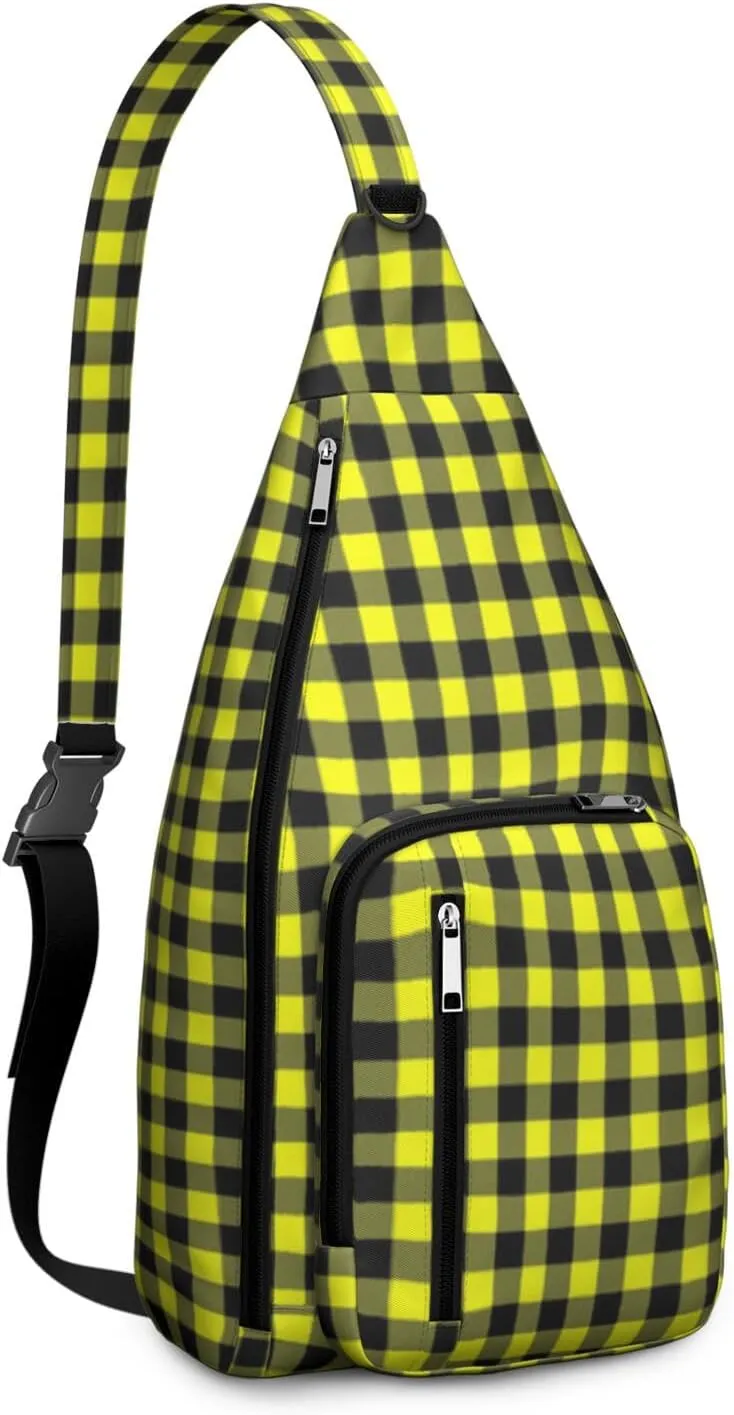 Shoulder Sling Crossbody Casual Chest Bag For Travel Sports Running,Backpack for Men & Women Lightweight Sports BagCrossbody Concealed Carry,Plaid Shoulder Bag Waterproof Chest Bag
