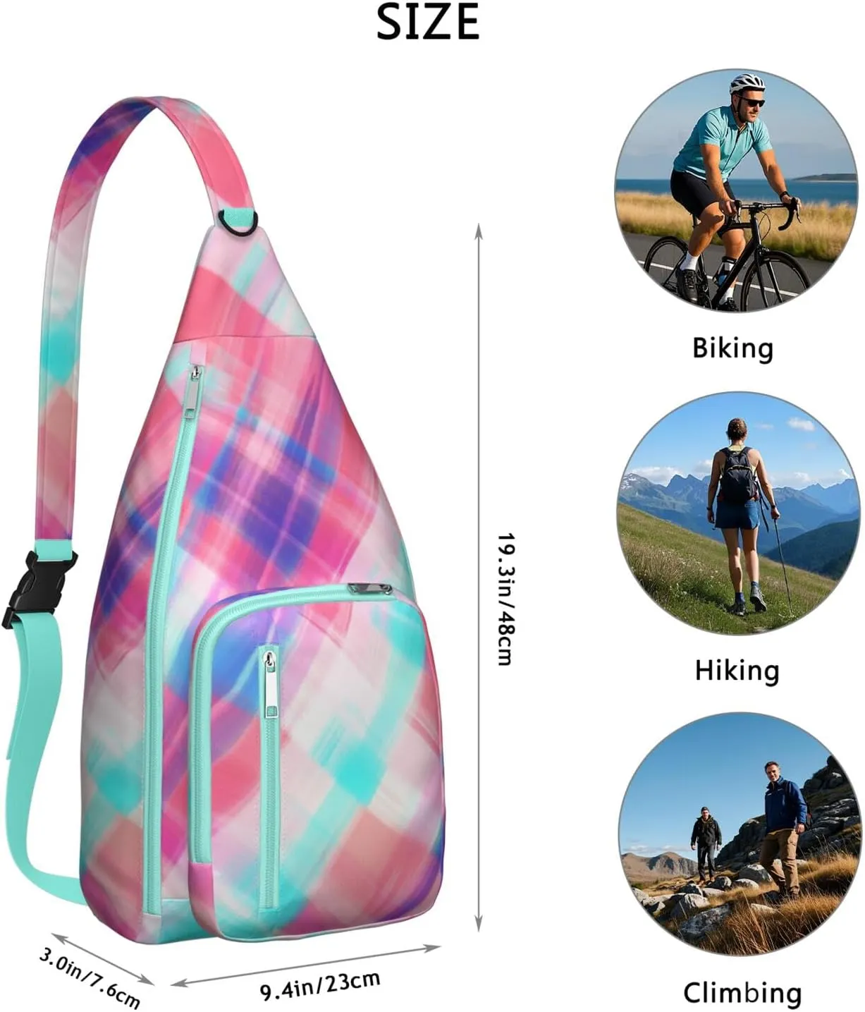 Shoulder Sling Crossbody Casual Chest Bag For Travel Sports Running,Backpack for Men & Women Lightweight Sports BagCrossbody Concealed Carry,Plaid Shoulder Bag Waterproof Chest Bag