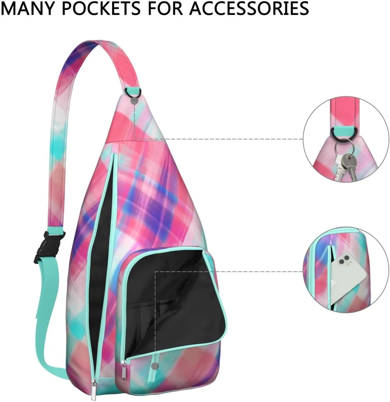 Shoulder Sling Crossbody Casual Chest Bag For Travel Sports Running,Backpack for Men & Women Lightweight Sports BagCrossbody Concealed Carry,Plaid Shoulder Bag Waterproof Chest Bag