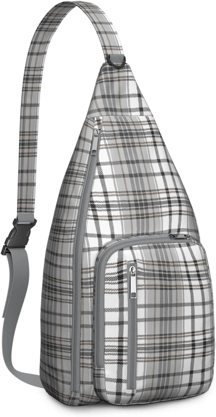 Shoulder Sling Crossbody Casual Chest Bag For Travel Sports Running,Backpack for Men & Women Lightweight Sports BagCrossbody Concealed Carry,Plaid Shoulder Bag Waterproof Chest Bag