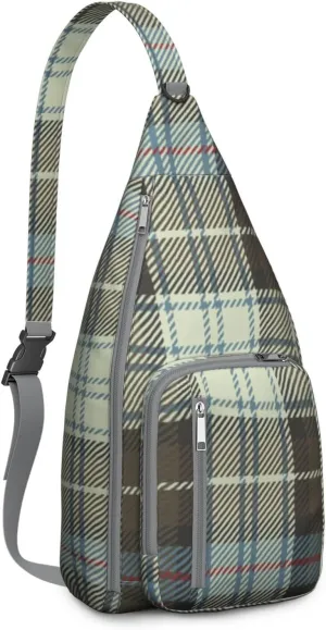 Shoulder Sling Crossbody Casual Chest Bag For Travel Sports Running,Backpack for Men & Women Lightweight Sports BagCrossbody Concealed Carry,Plaid Shoulder Bag Waterproof Chest Bag