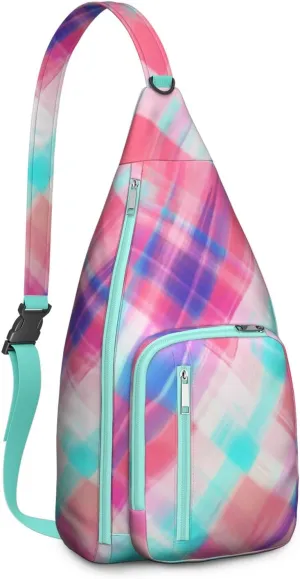 Shoulder Sling Crossbody Casual Chest Bag For Travel Sports Running,Backpack for Men & Women Lightweight Sports BagCrossbody Concealed Carry,Plaid Shoulder Bag Waterproof Chest Bag