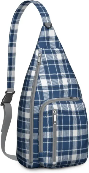 Shoulder Sling Crossbody Casual Chest Bag For Travel Sports Running,Backpack for Men & Women Lightweight Sports BagCrossbody Concealed Carry,Plaid Shoulder Bag Waterproof Chest Bag