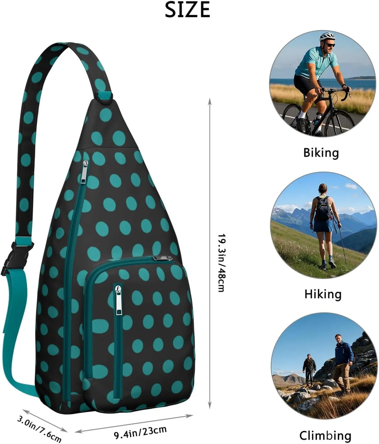Shoulder Sling Crossbody Casual Chest Bag For Travel Sports Running,Backpack for Men & Women Lightweight Sports BagCrossbody Concealed Carry,Polka Shoulder Bag Waterproof Chest Bag