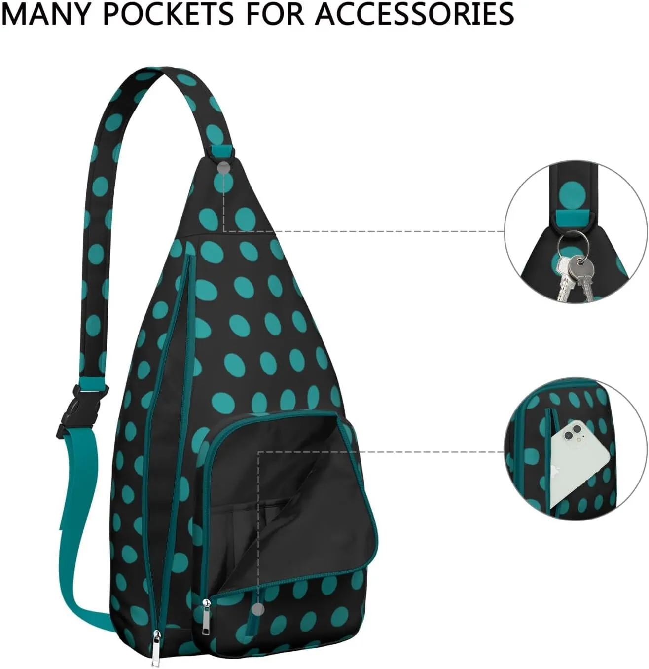 Shoulder Sling Crossbody Casual Chest Bag For Travel Sports Running,Backpack for Men & Women Lightweight Sports BagCrossbody Concealed Carry,Polka Shoulder Bag Waterproof Chest Bag