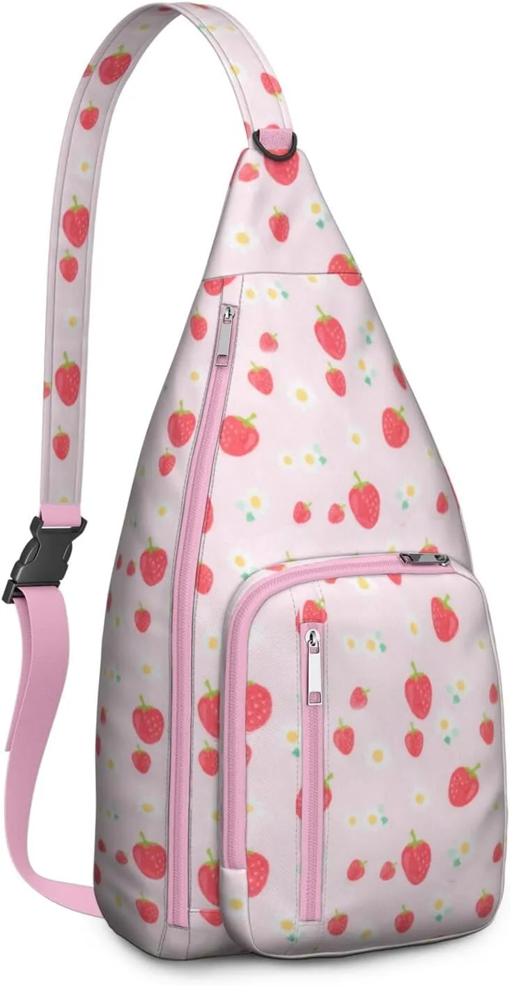 Shoulder Sling Crossbody Casual Chest Bag For Travel Sports Running,Backpack for Men & Women Lightweight Sports BagCrossbody Concealed Carry,Strawberry Shoulder Bag Waterproof Chest Bag