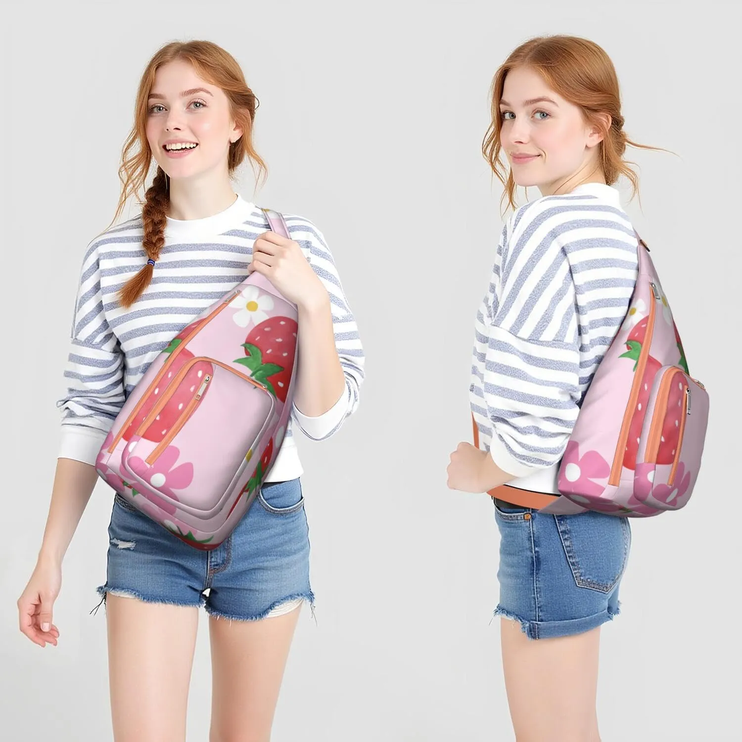 Shoulder Sling Crossbody Casual Chest Bag For Travel Sports Running,Backpack for Men & Women Lightweight Sports BagCrossbody Concealed Carry,Strawberry Shoulder Bag Waterproof Chest Bag