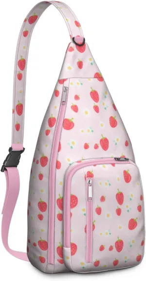 Shoulder Sling Crossbody Casual Chest Bag For Travel Sports Running,Backpack for Men & Women Lightweight Sports BagCrossbody Concealed Carry,Strawberry Shoulder Bag Waterproof Chest Bag