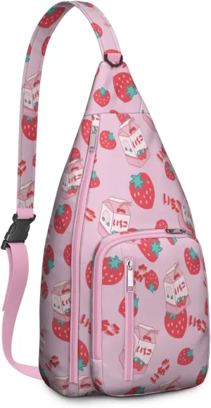 Shoulder Sling Crossbody Casual Chest Bag For Travel Sports Running,Backpack for Men & Women Lightweight Sports BagCrossbody Concealed Carry,Strawberry Shoulder Bag Waterproof Chest Bag