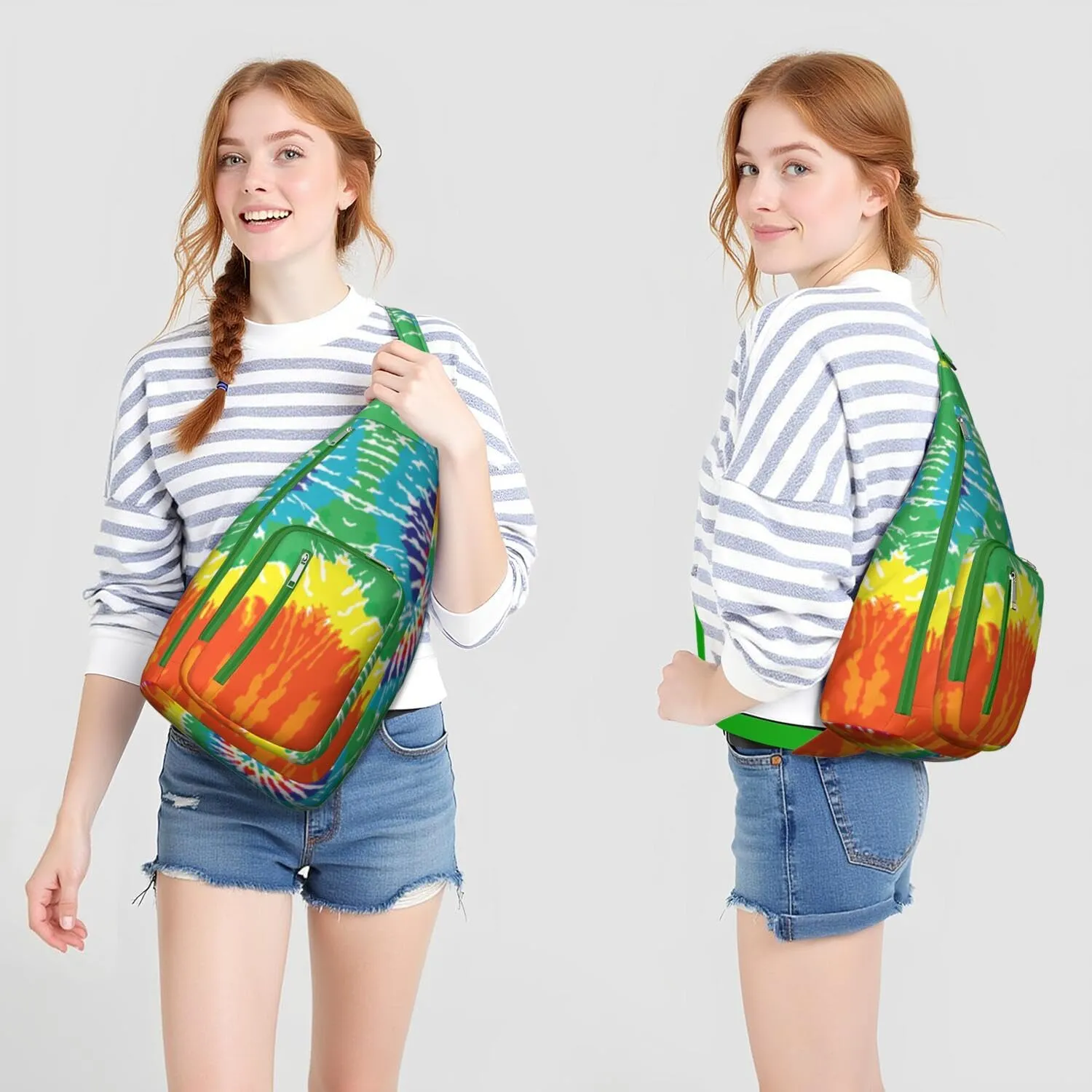 Shoulder Sling Crossbody Casual Chest Bag For Travel Sports Running,Backpack for Men & Women Lightweight Sports BagCrossbody Concealed Carry,Tie dye Shoulder Bag Waterproof Chest Bag