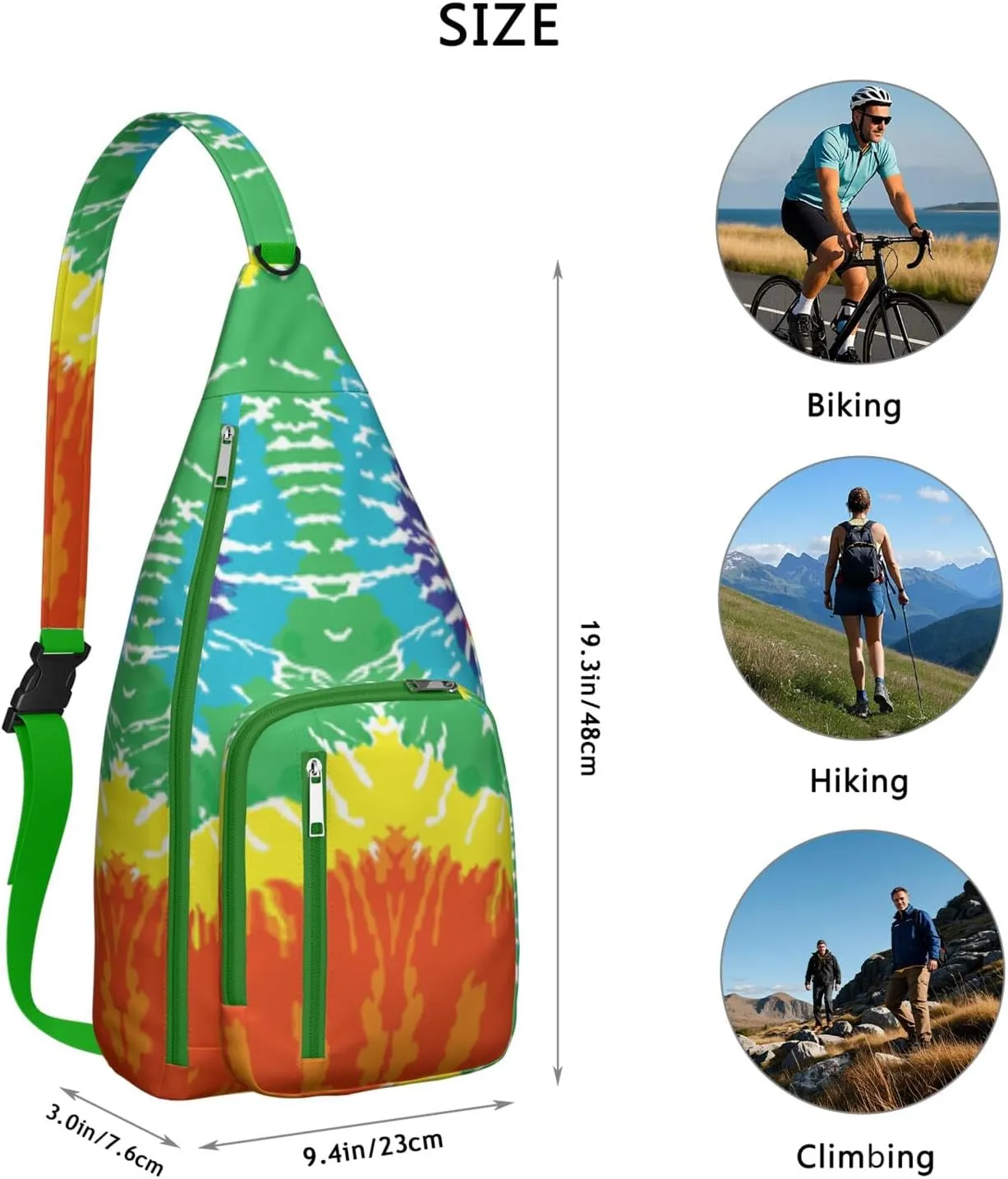 Shoulder Sling Crossbody Casual Chest Bag For Travel Sports Running,Backpack for Men & Women Lightweight Sports BagCrossbody Concealed Carry,Tie dye Shoulder Bag Waterproof Chest Bag