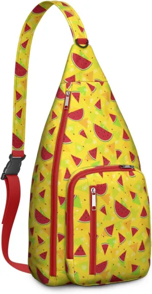 Shoulder Sling Crossbody Casual Chest Bag For Travel Sports Running,Backpack for Men & Women Lightweight Sports BagCrossbody Concealed Carry,Watermelon Shoulder Bag Waterproof Chest Bag